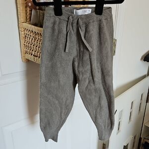 Zara Green Baggy Knit Ribbed Jogger Pants